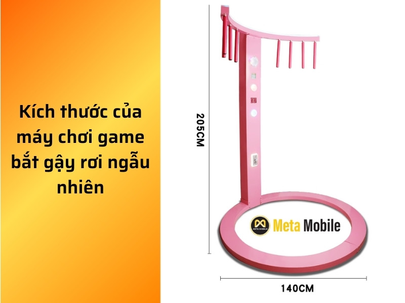 Kích thước máy game bắt gậy rơi